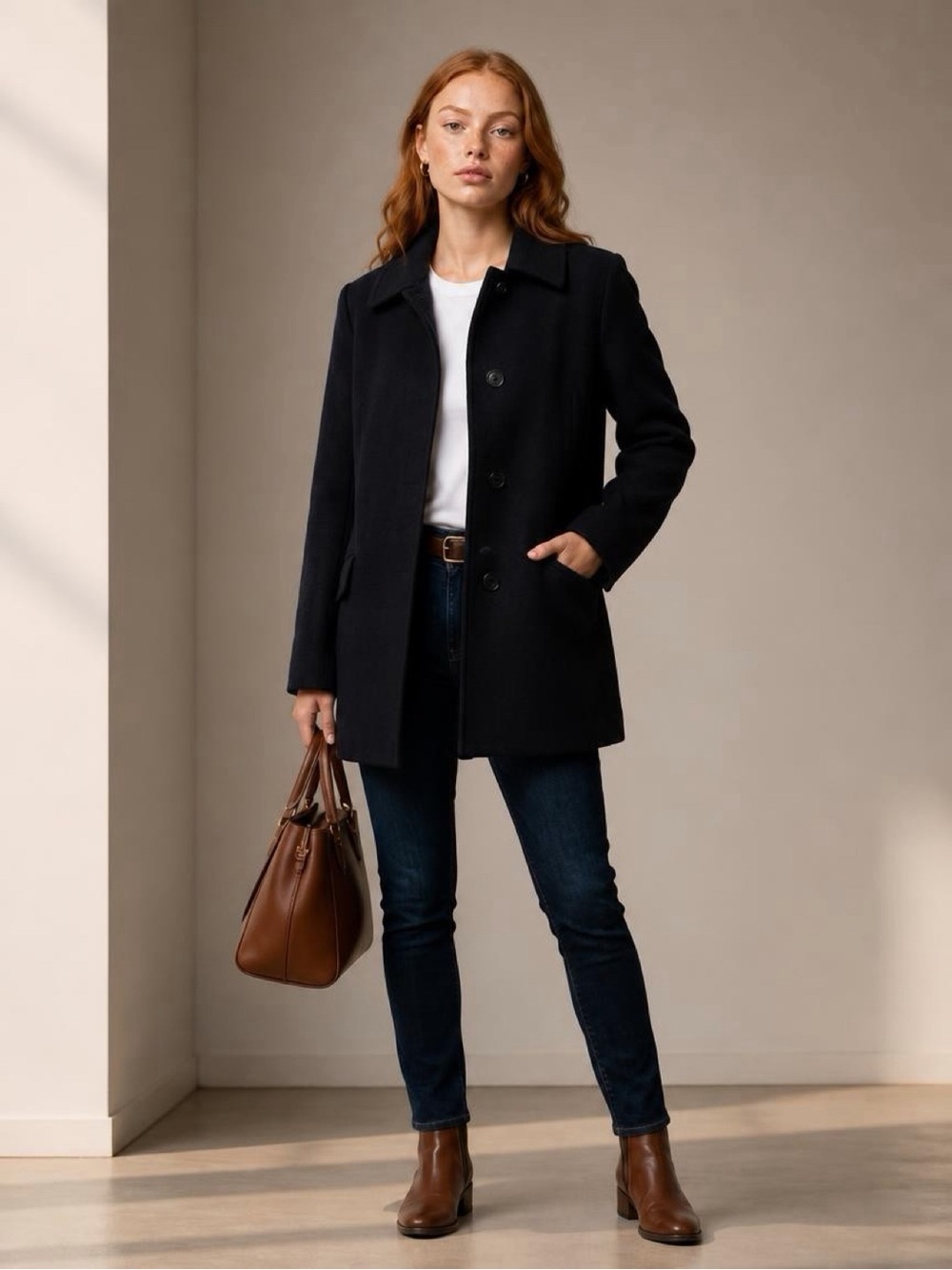Banana Republic Black Wool Pea Coat